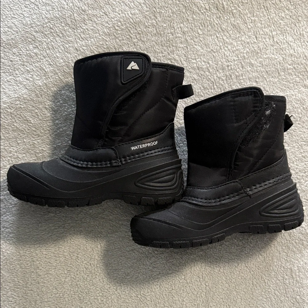 Kids Waterproof Black Winter Boots